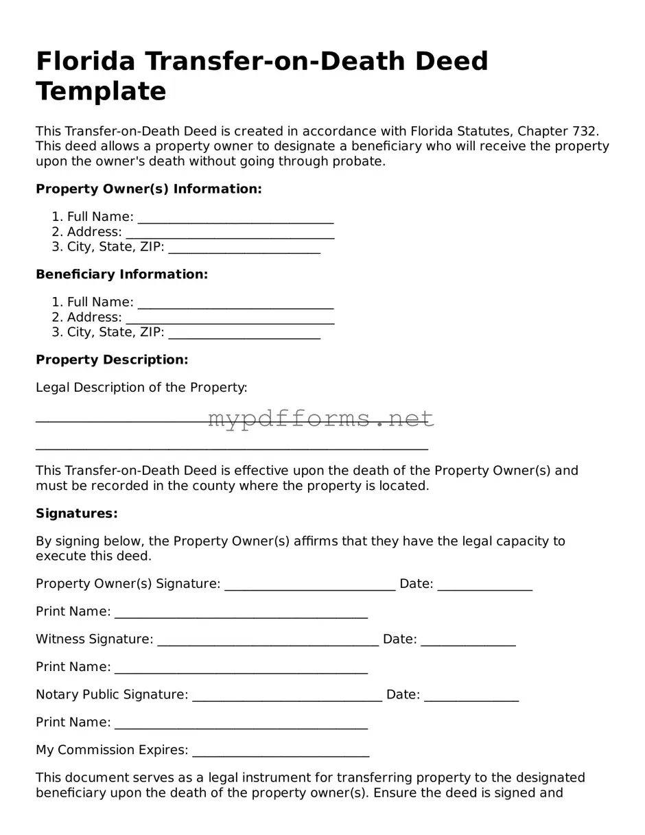 Attorney-Verified  Transfer-on-Death Deed Document for Florida