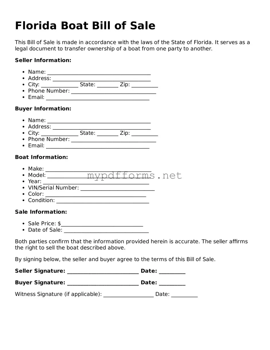 Attorney-Verified Boat Bill of Sale Document for Florida