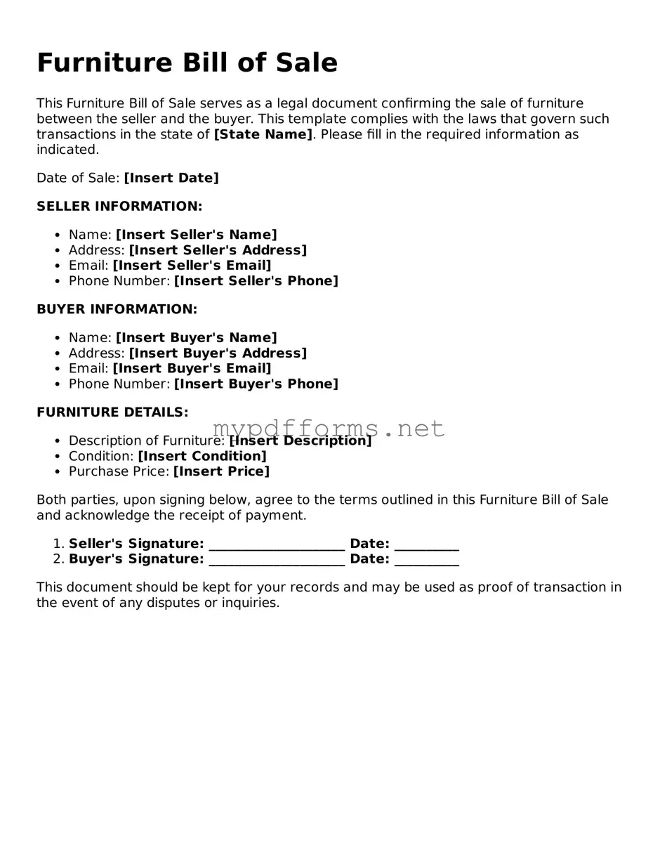 Furniture Bill of Sale Template