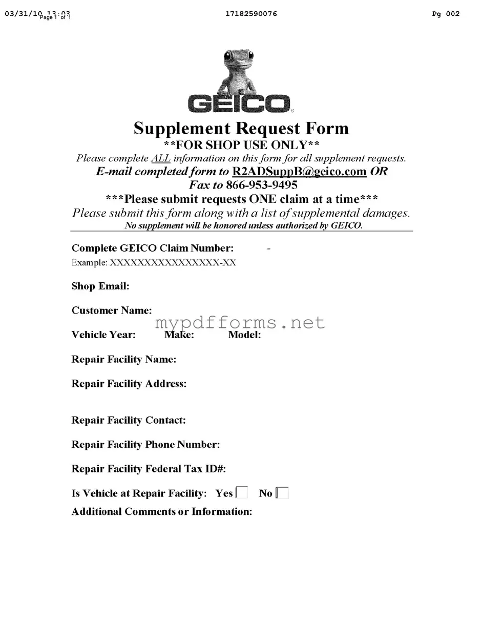 Get Geico Supplement Request Form in PDF