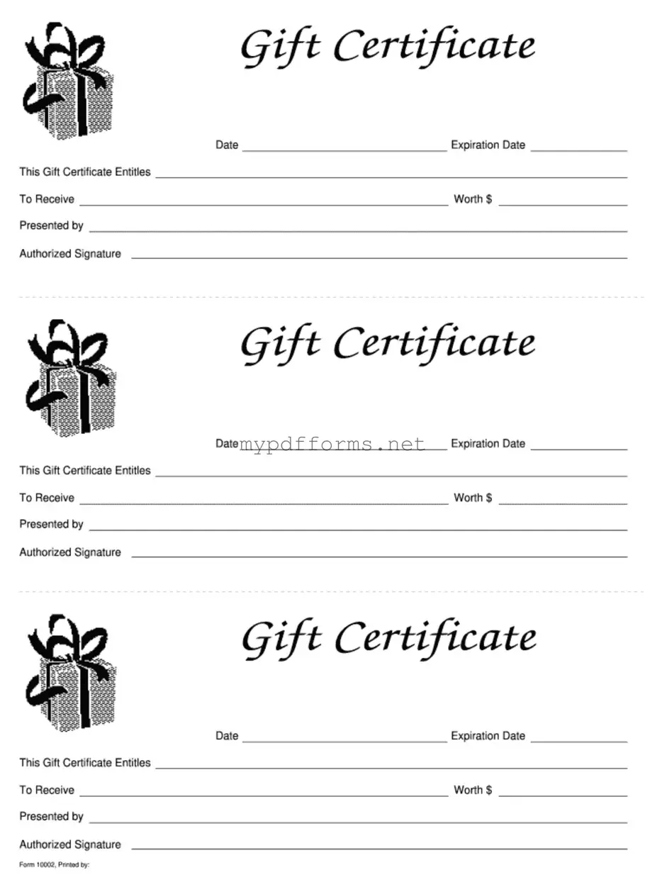 Get Gift Certificate Form in PDF