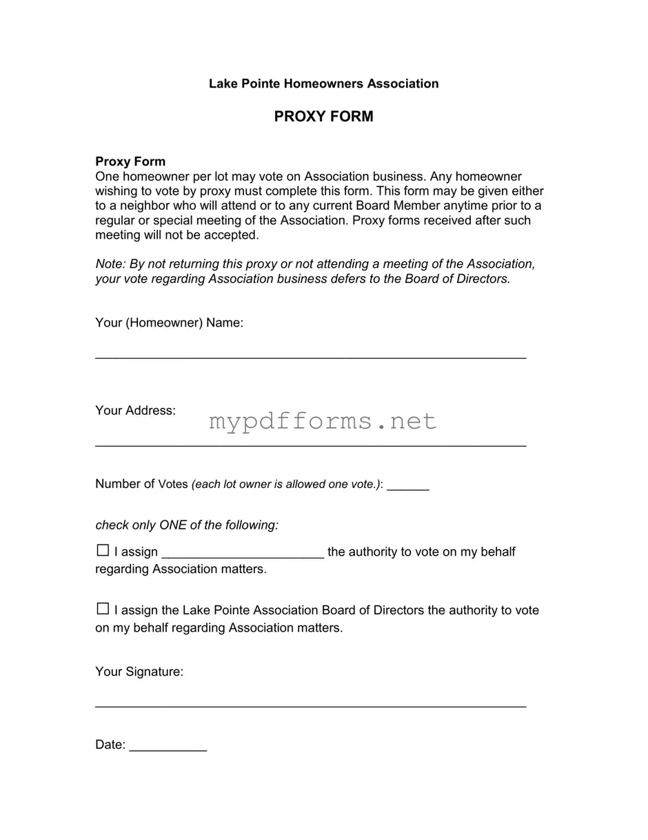Get Homeowners Association Proxy Form in PDF