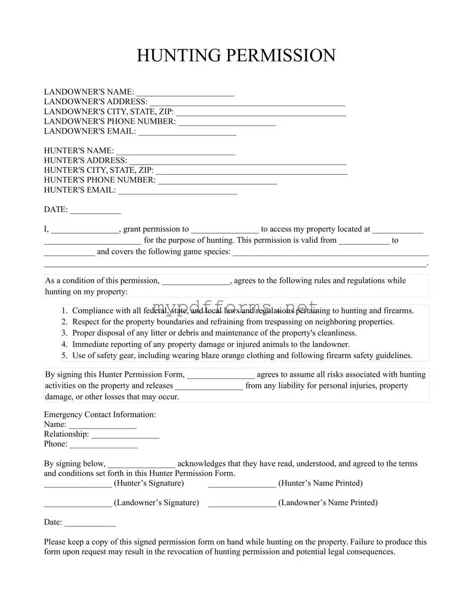Get Hunter Permission Form in PDF