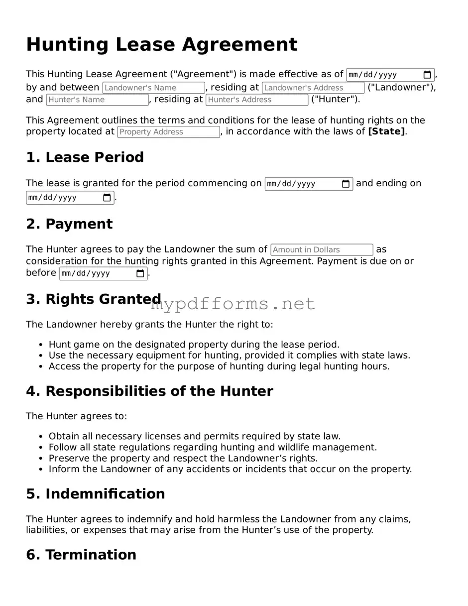 Hunting Lease Agreement Template