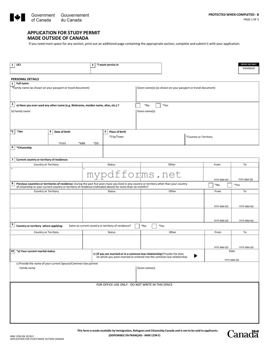 Get Imm 1294 Form in PDF