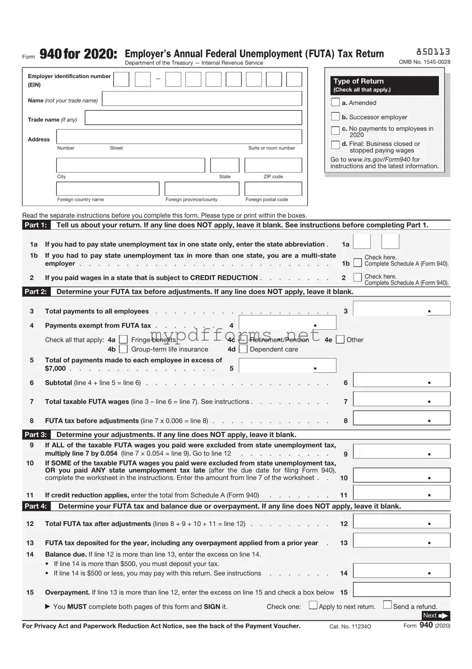 Get IRS 940 Form in PDF