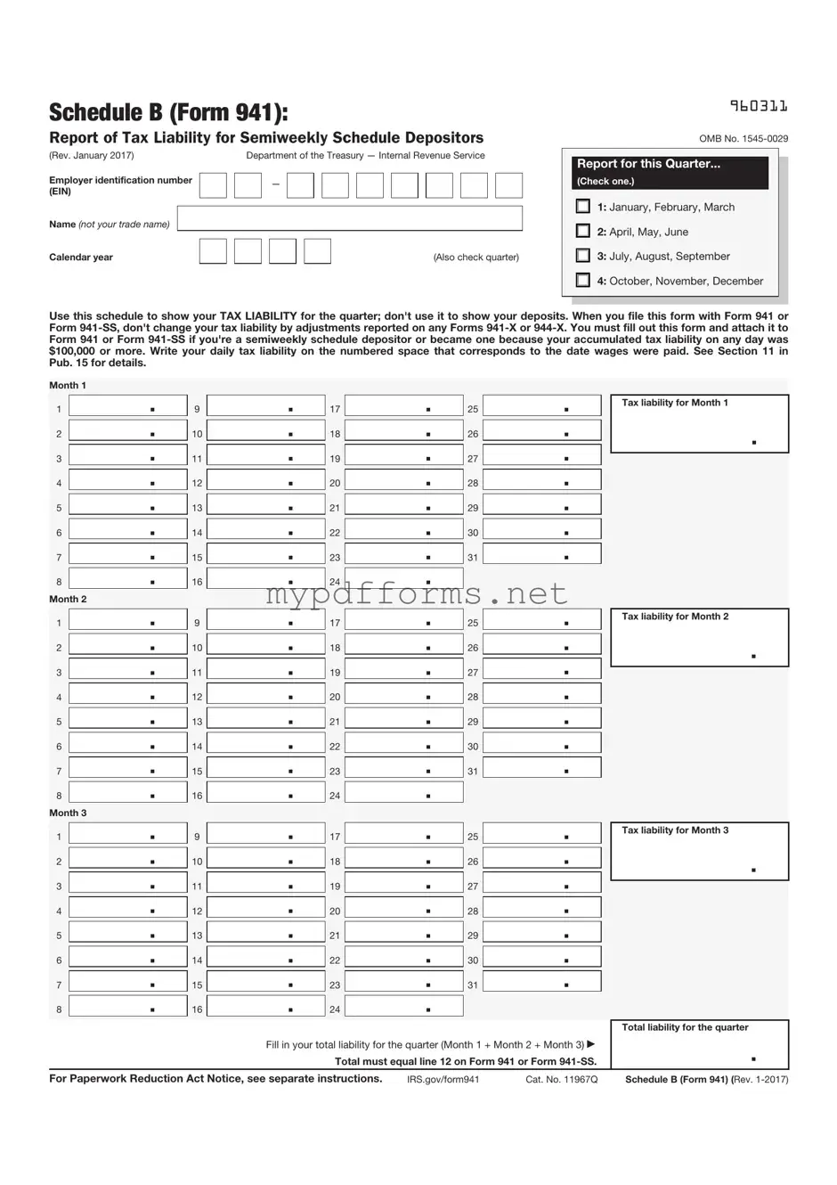 Get IRS Schedule B 941 Form in PDF