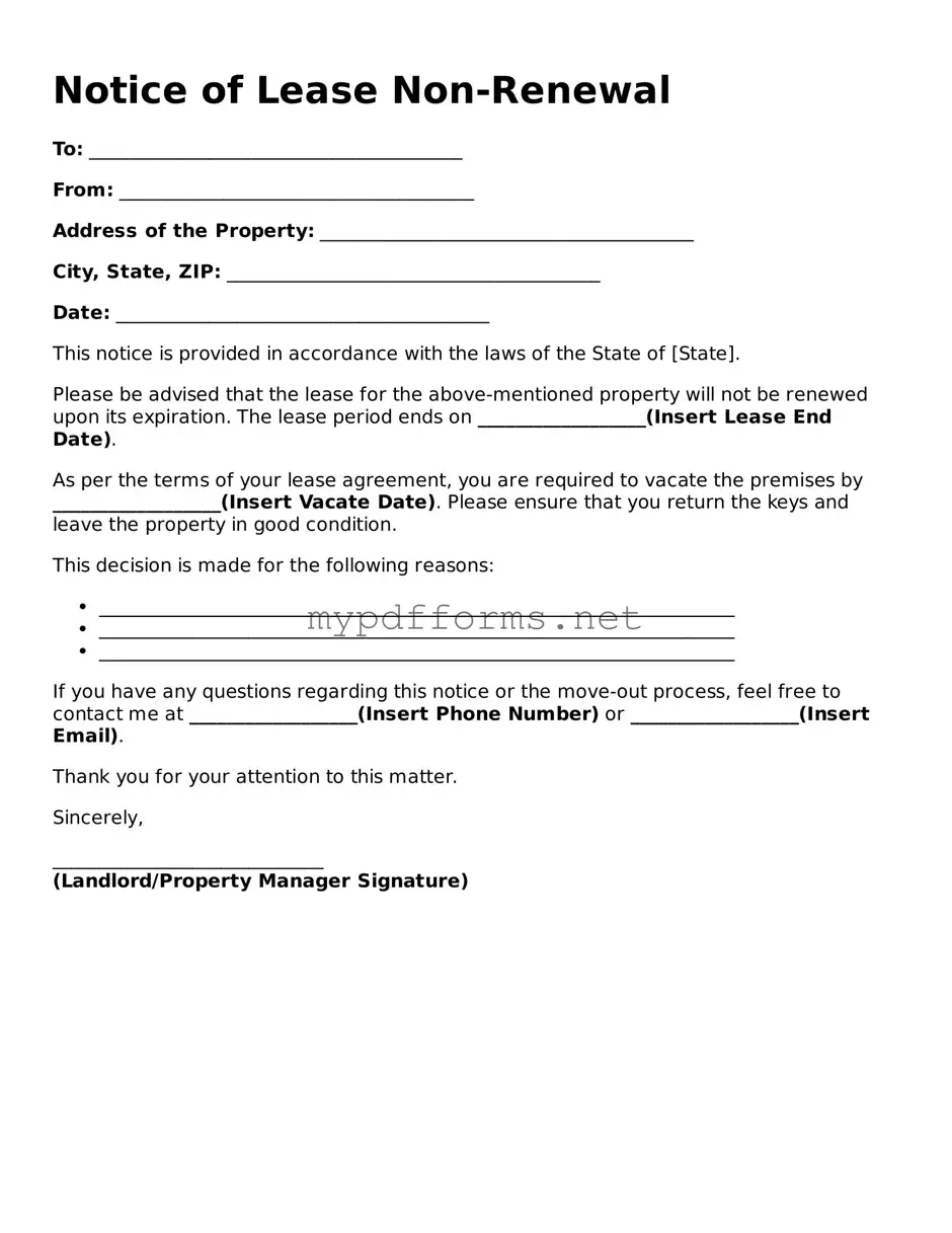 Notice of Lease Non-Renewal Template