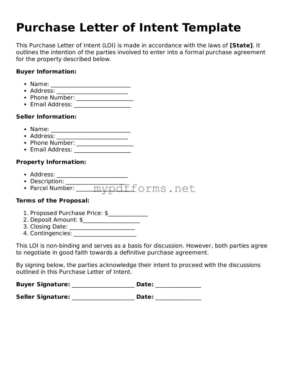 Purchase Letter of Intent Template