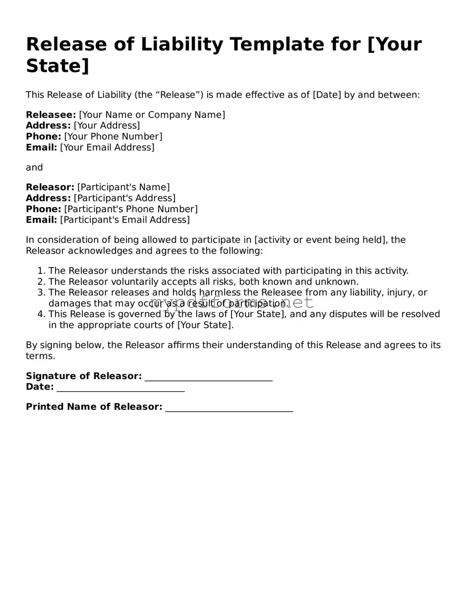 Release of Liability Template