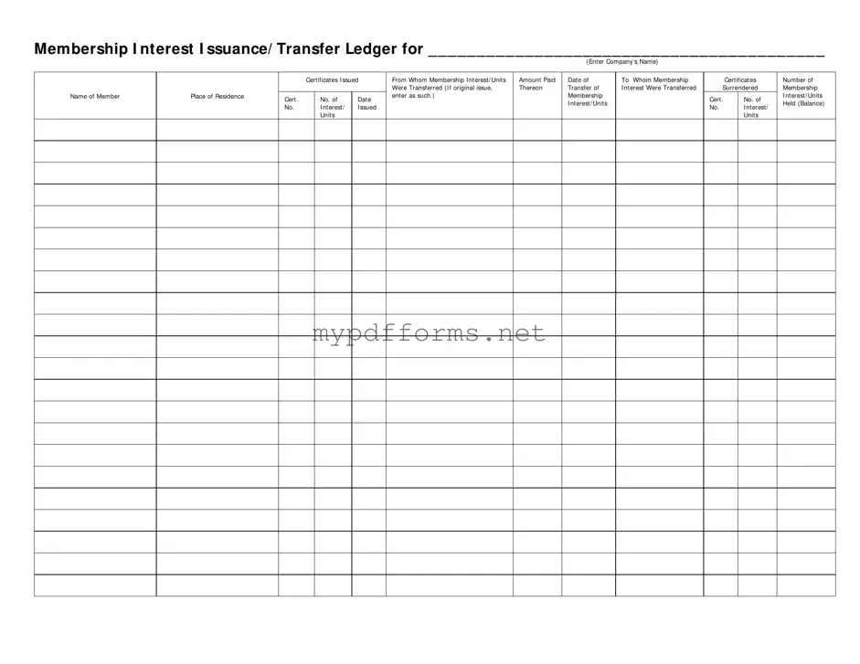 Get Membership Ledger Form in PDF