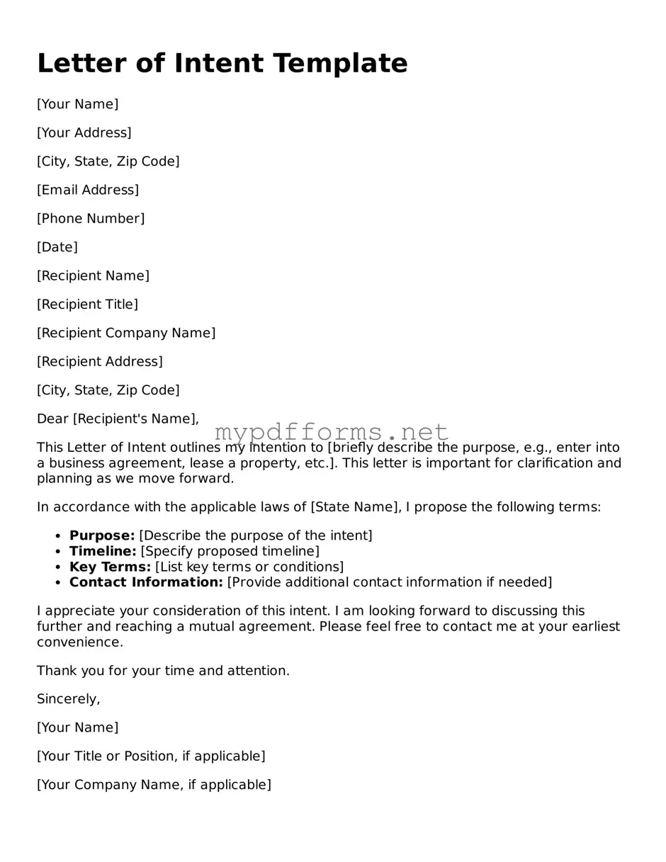 Letter of Intent Template