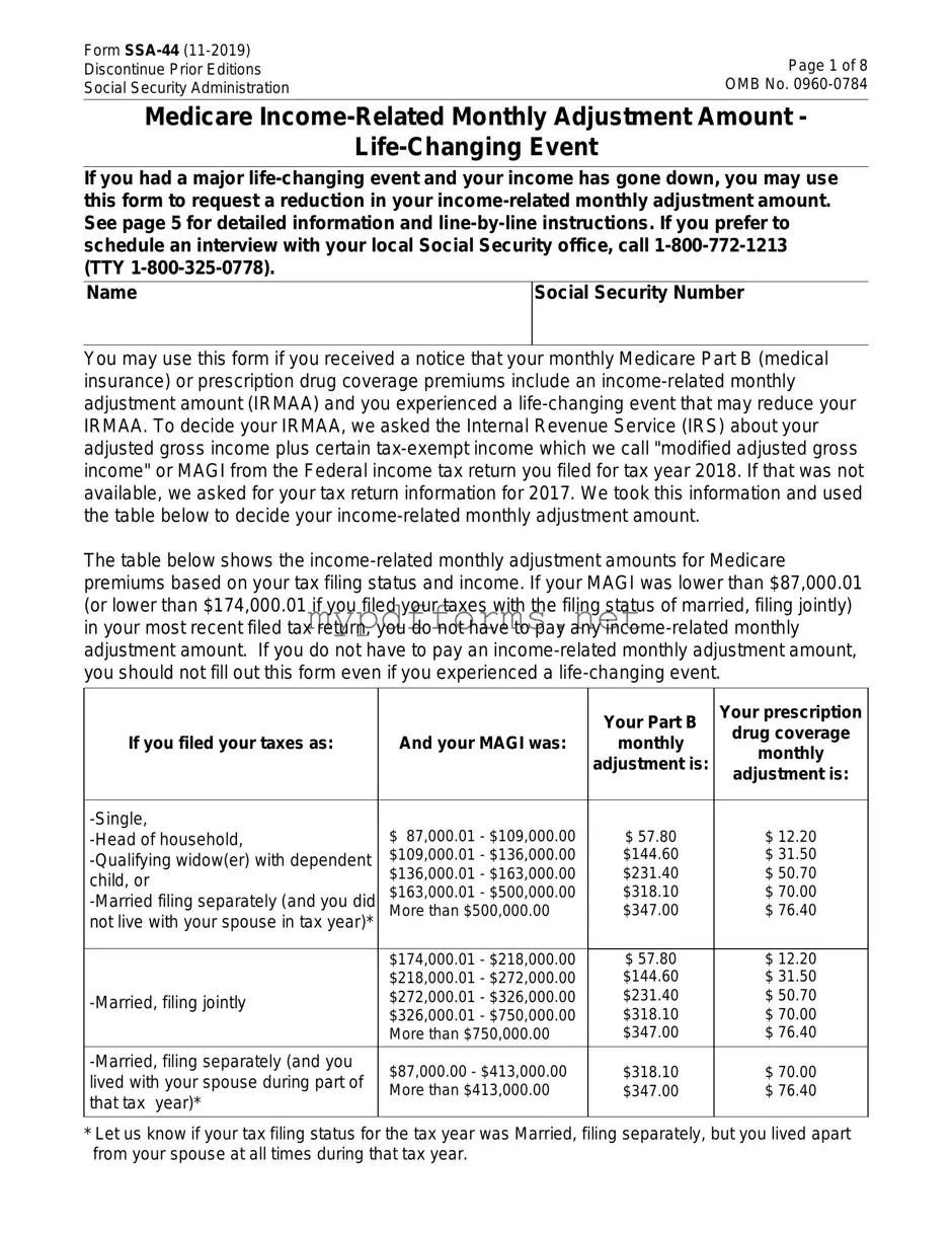 Get SSA SSA-44 Form in PDF