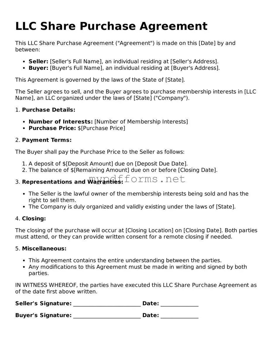 LLC Share Purchase Agreement Template