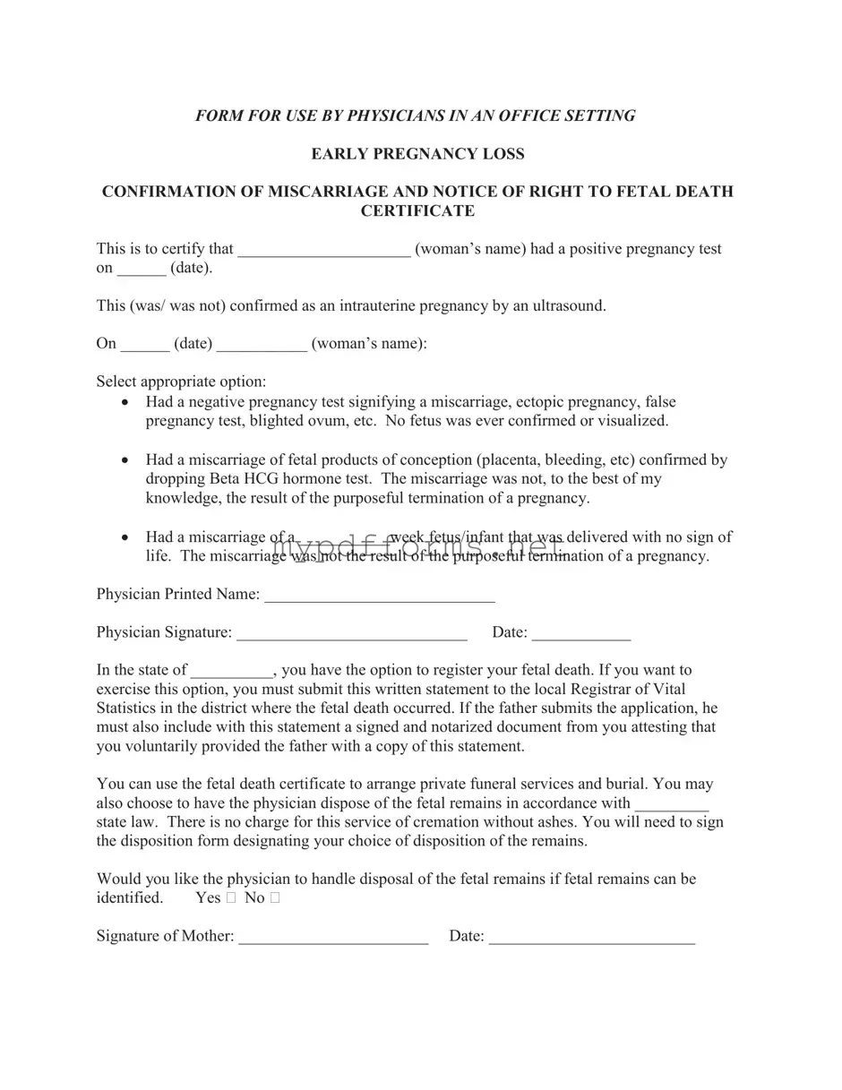 Get Miscarriage Discharge Paper Form in PDF