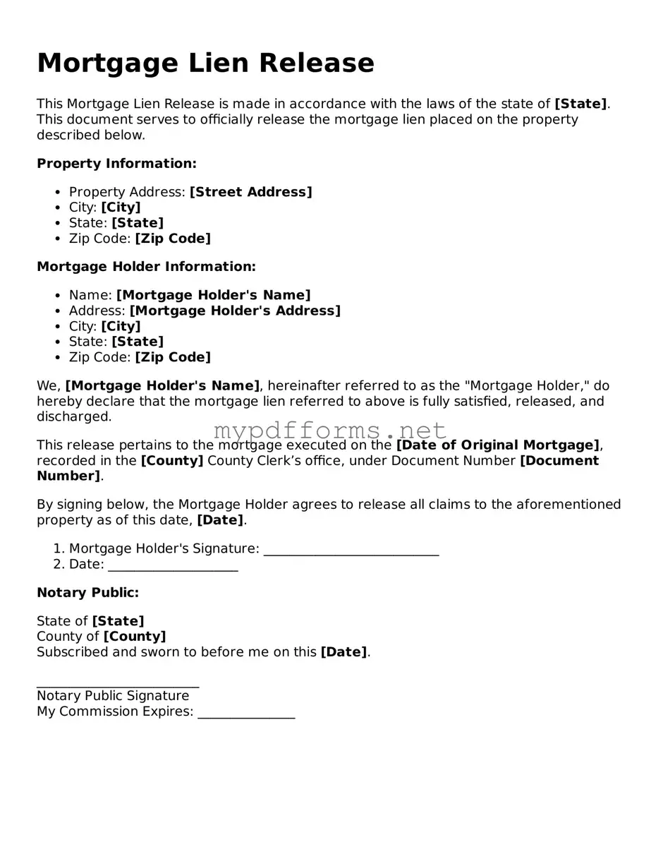 Mortgage Lien Release Template