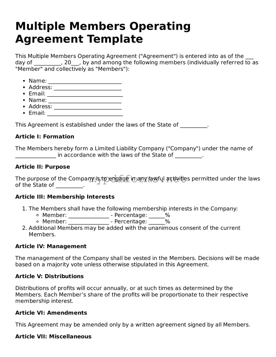 Multiple Members Operating Agreement Template