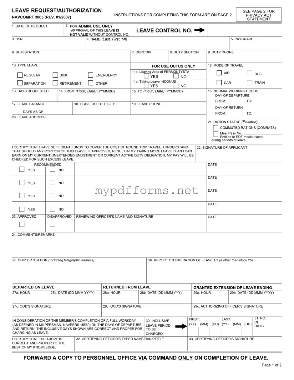 Get Navcompt 3065 Form in PDF
