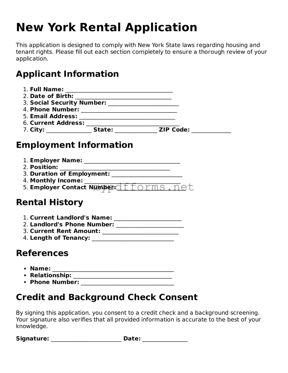 Attorney-Verified  Rental Application Document for New York