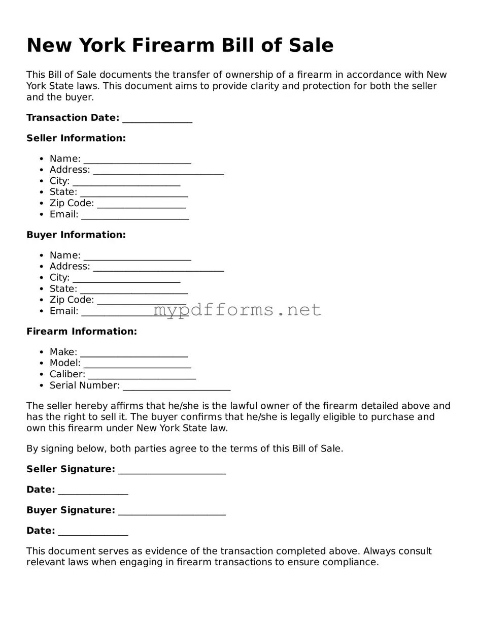 Attorney-Verified  Firearm Bill of Sale Document for New York