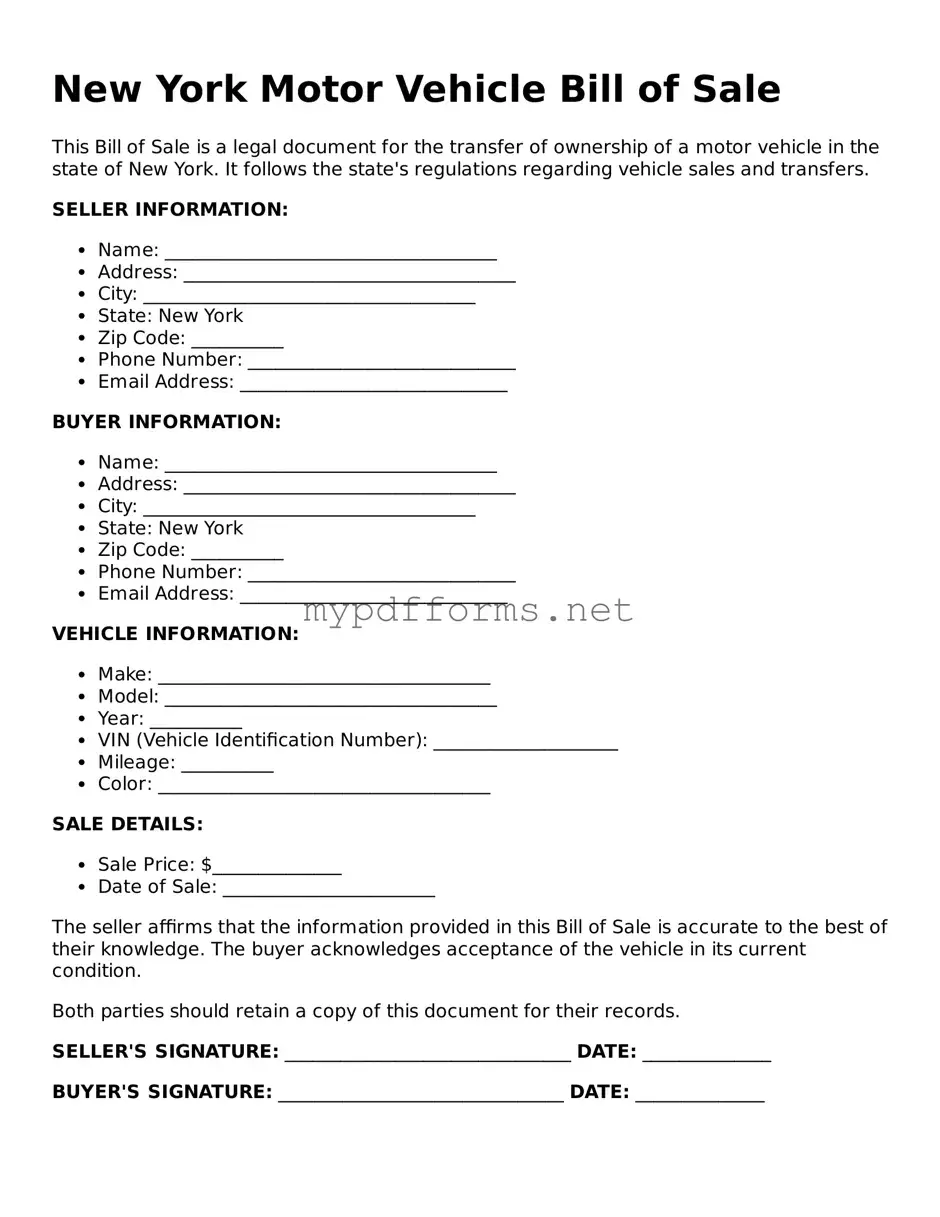 Attorney-Verified  Motor Vehicle Bill of Sale Document for New York