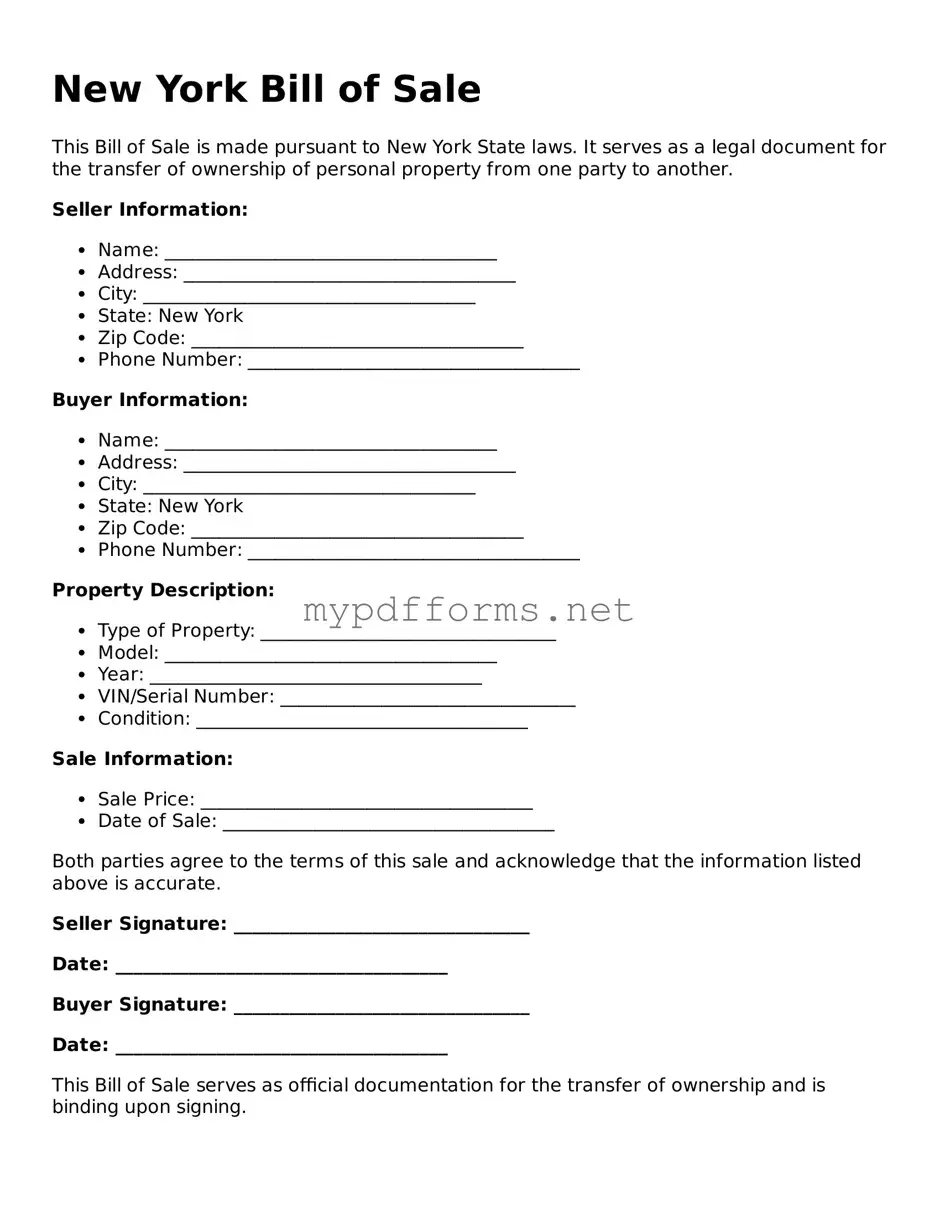 Attorney-Verified  Bill of Sale Document for New York