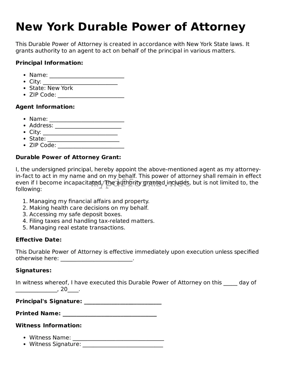 Attorney-Verified  Durable Power of Attorney Document for New York