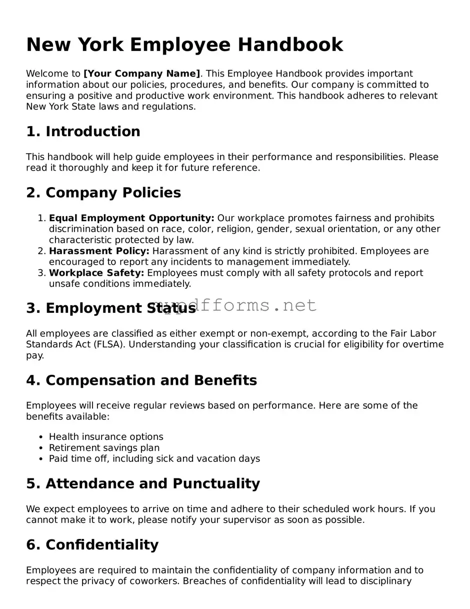 Attorney-Verified  Employee Handbook Document for New York