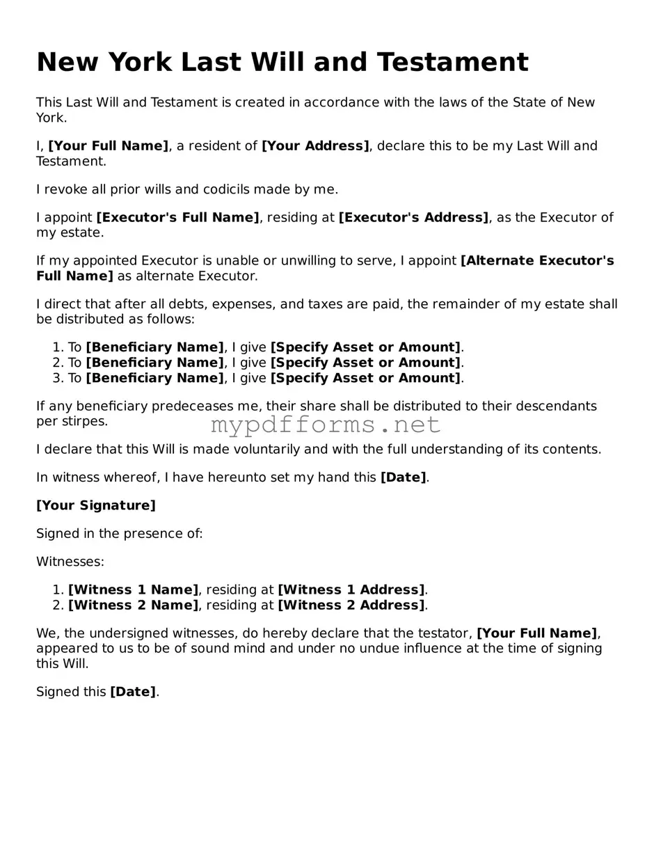 Attorney-Verified  Last Will and Testament Document for New York