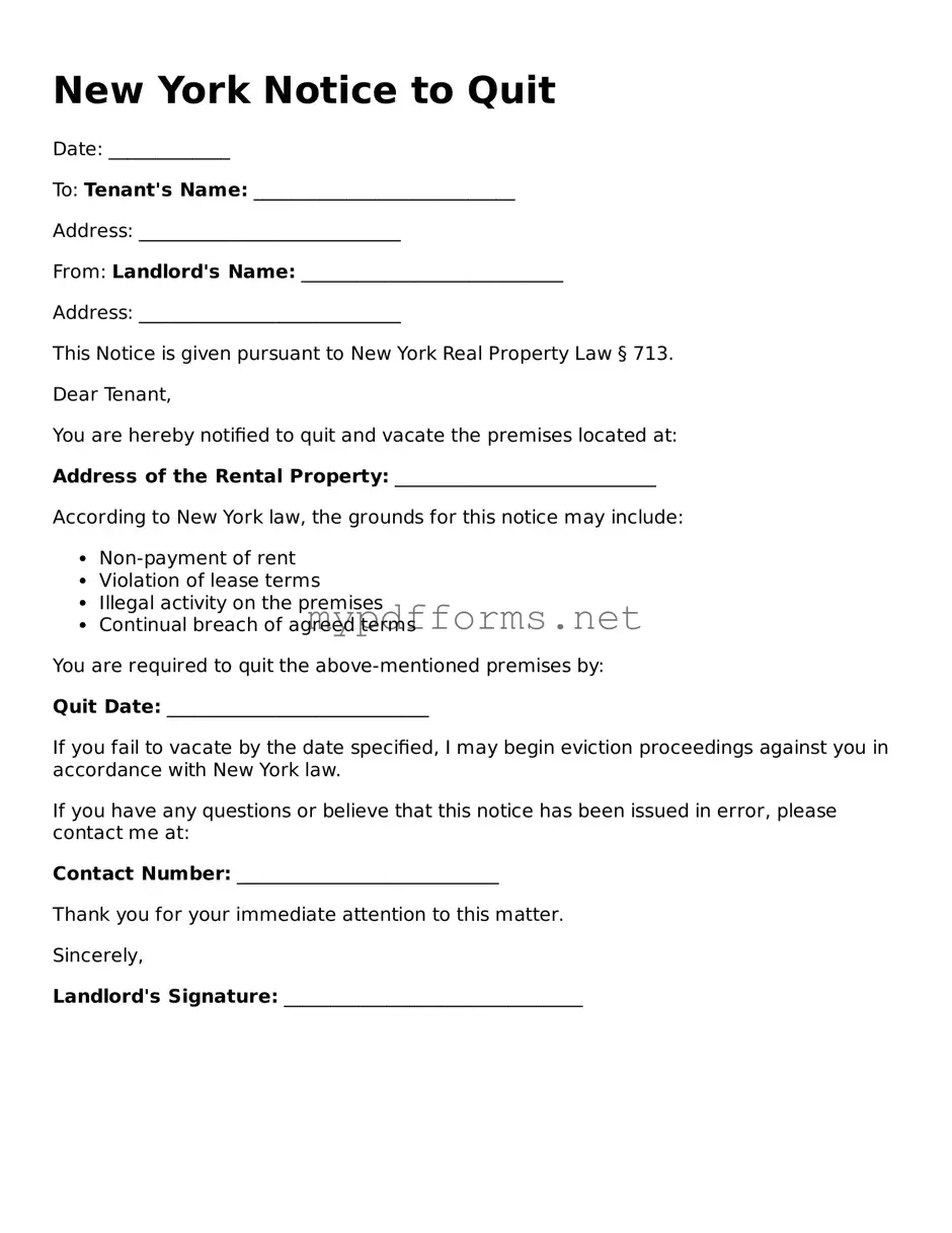 Attorney-Verified  Notice to Quit Document for New York