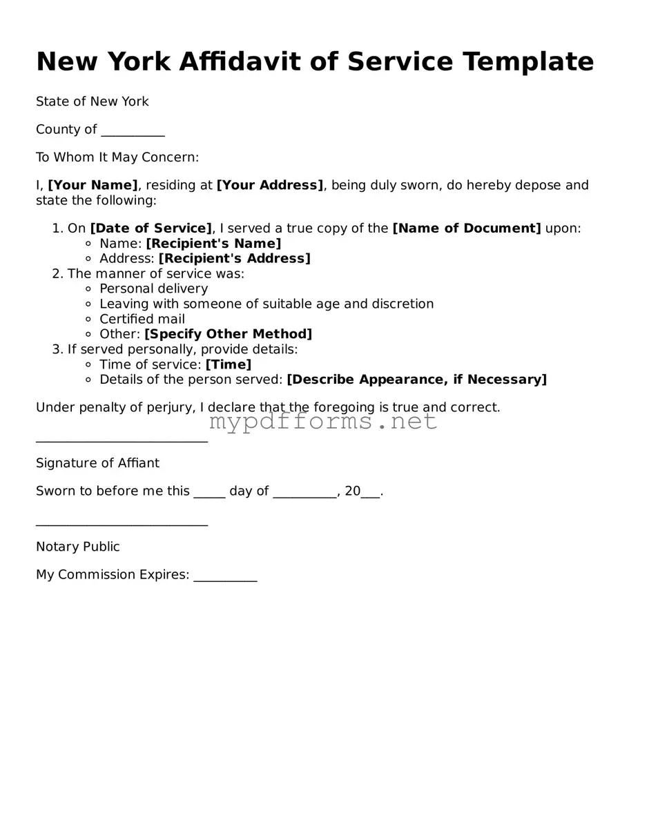 Attorney-Verified  Affidavit of Service Document for New York
