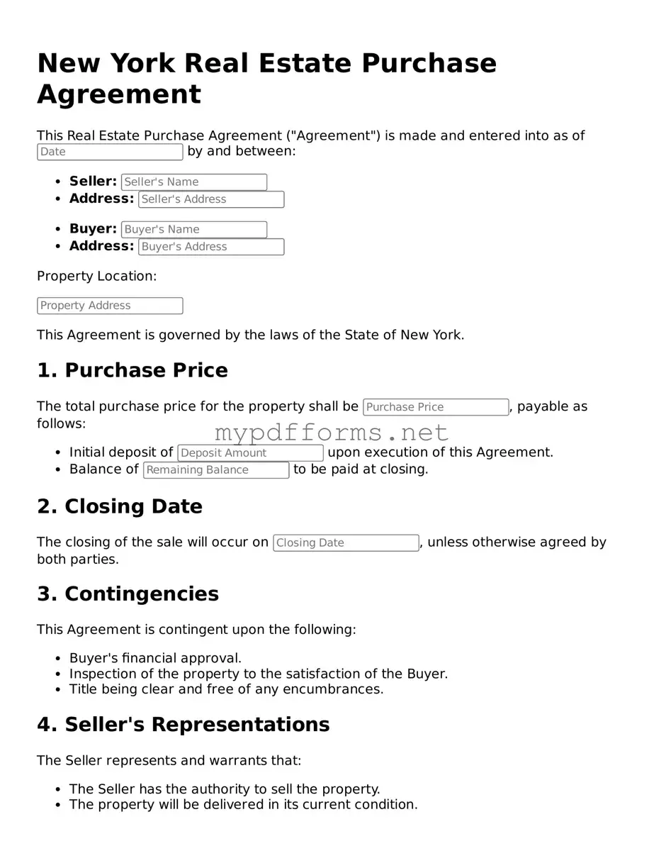 Attorney-Verified  Real Estate Purchase Agreement Document for New York