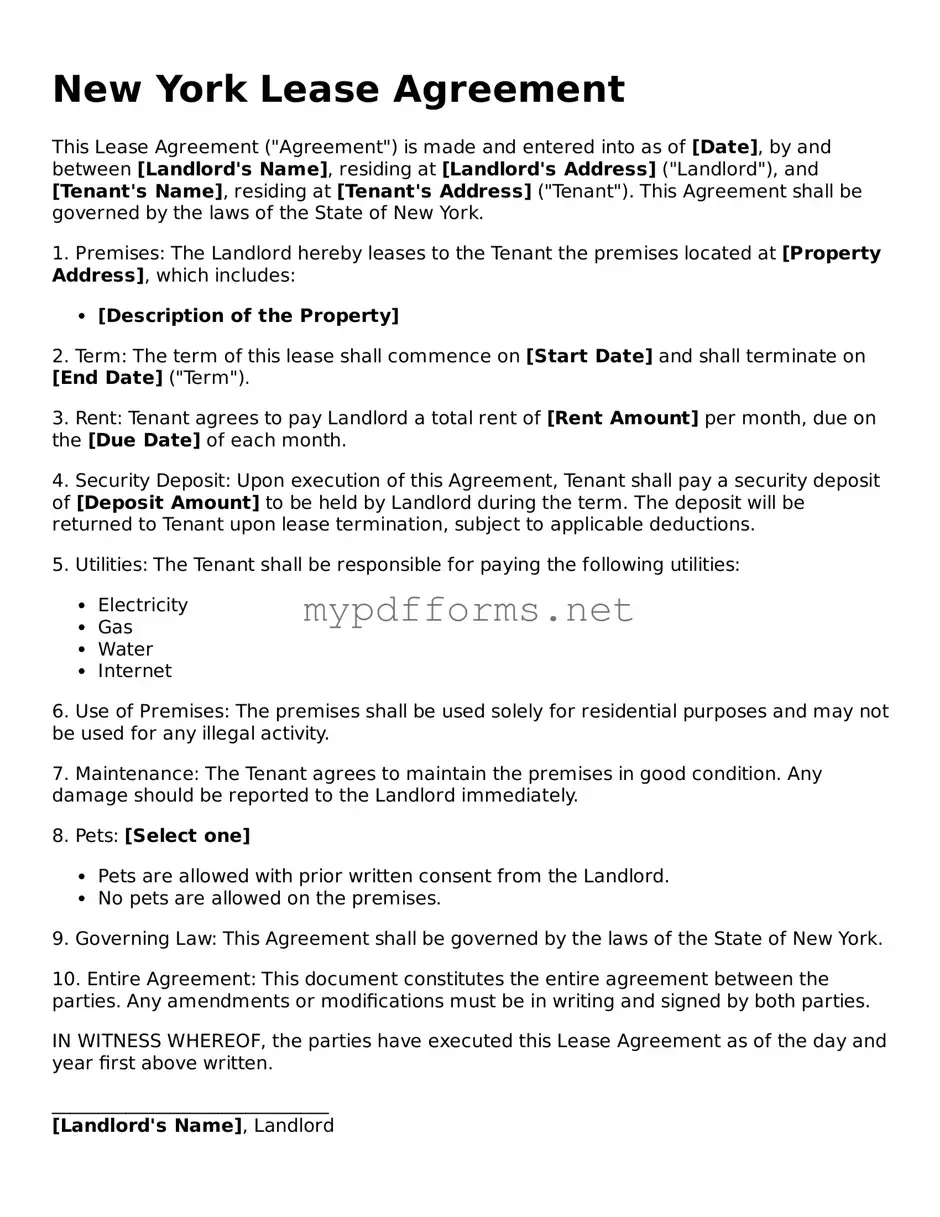 Attorney-Verified  Lease Agreement Document for New York