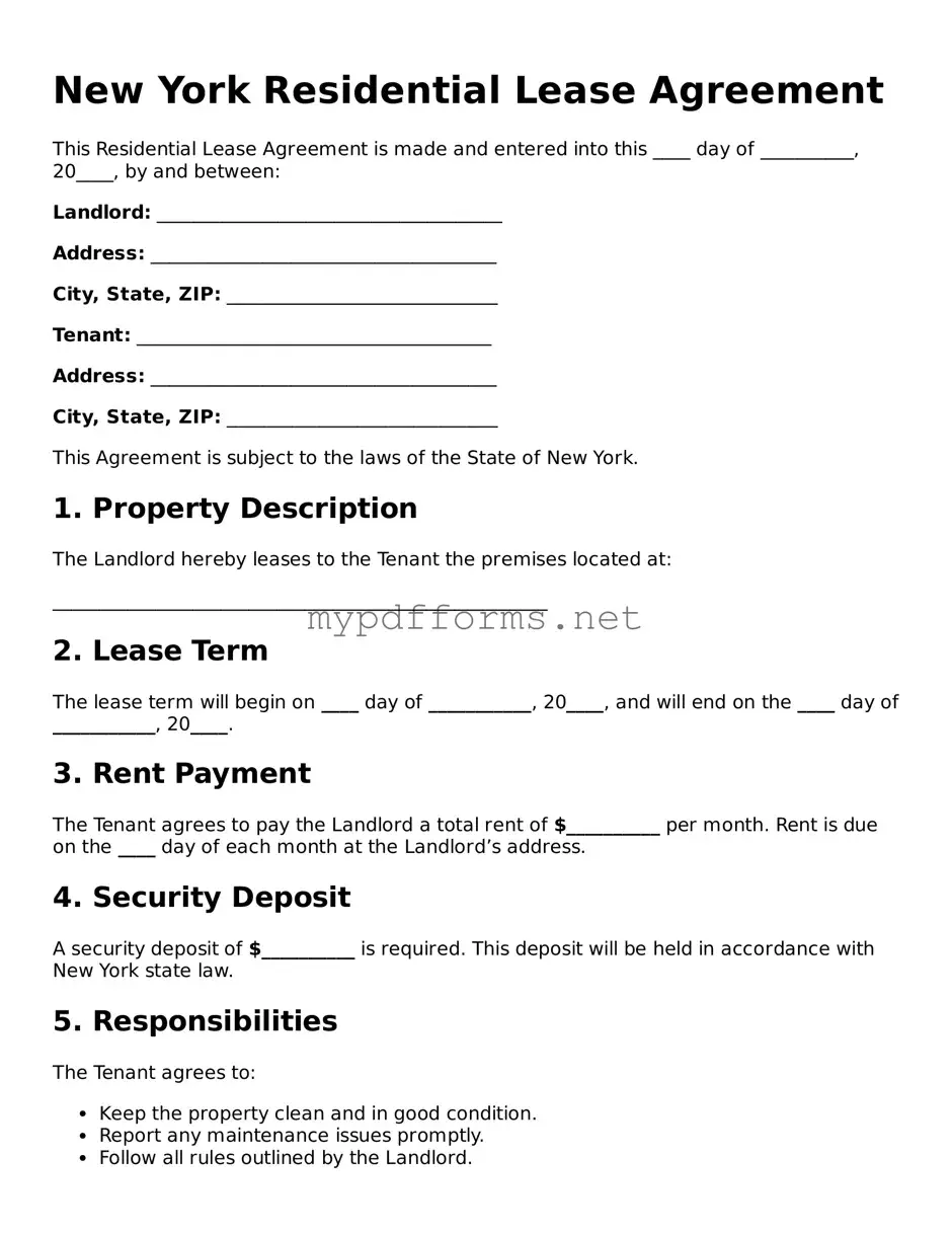 Attorney-Verified  Residential Lease Agreement Document for New York