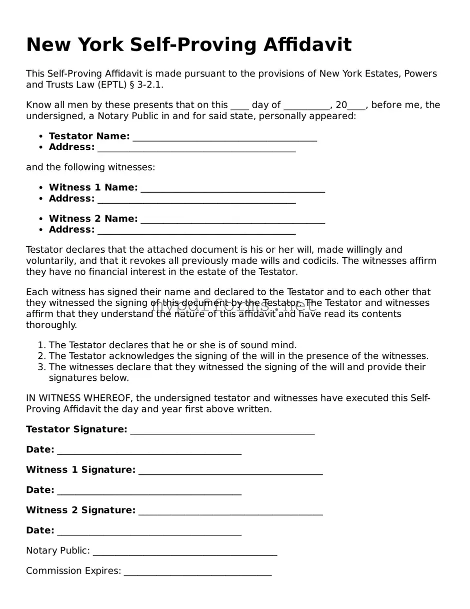 Attorney-Verified  Self-Proving Affidavit Document for New York