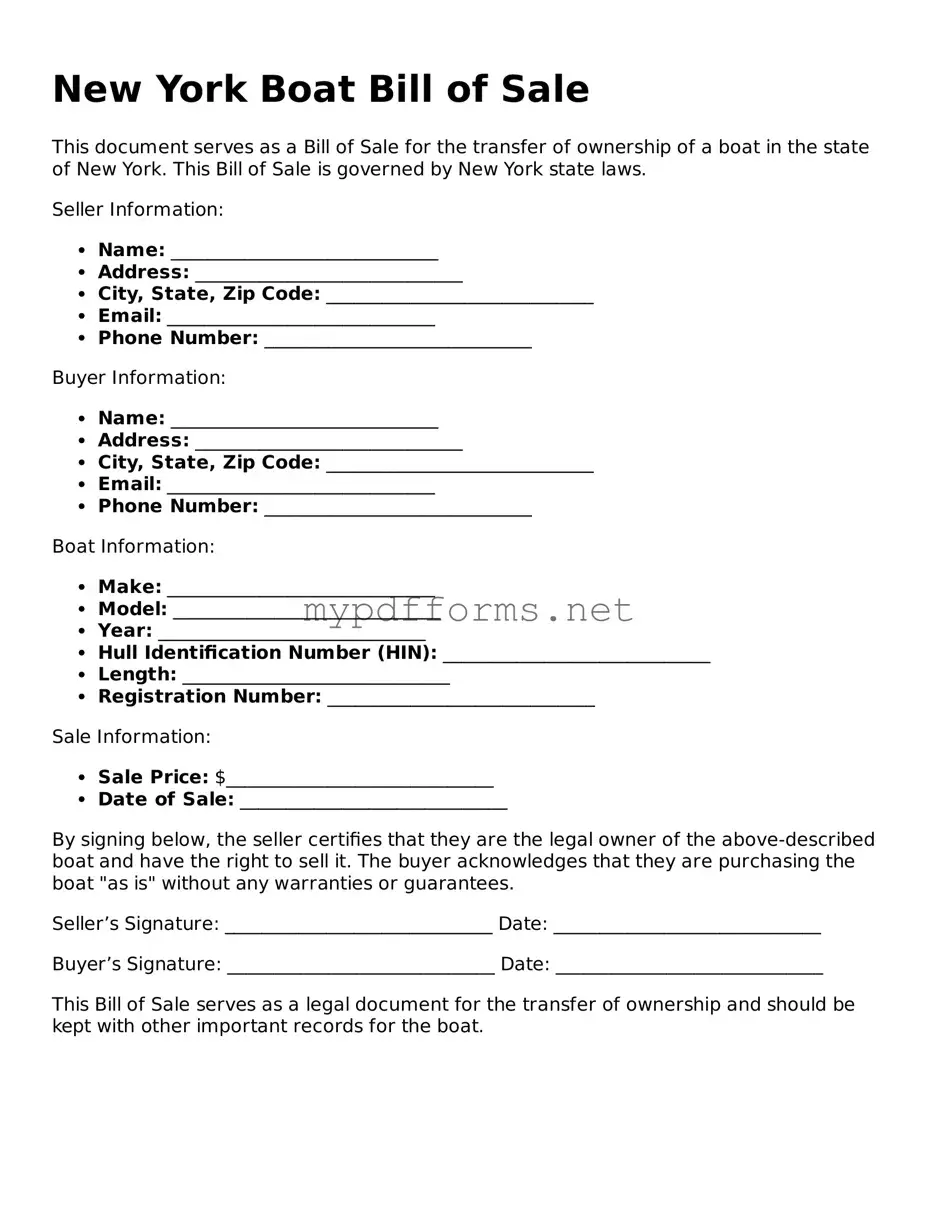 Attorney-Verified  Boat Bill of Sale Document for New York