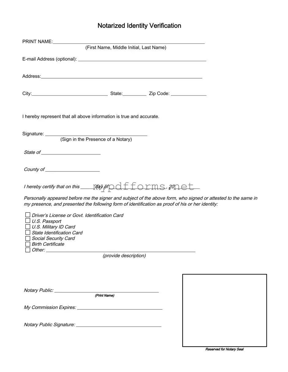 Get Notarized Identity Verification Form in PDF