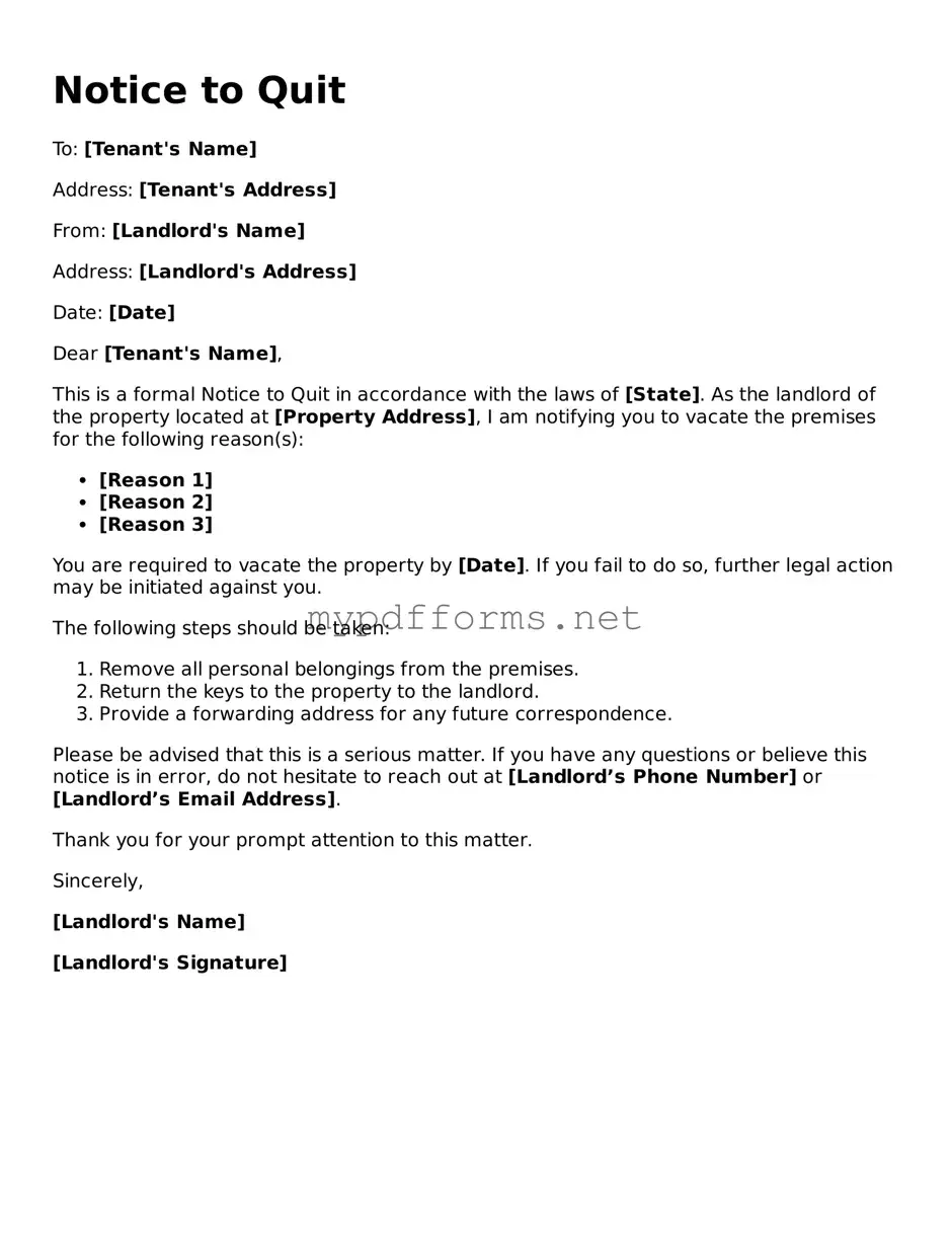 Notice to Quit Template