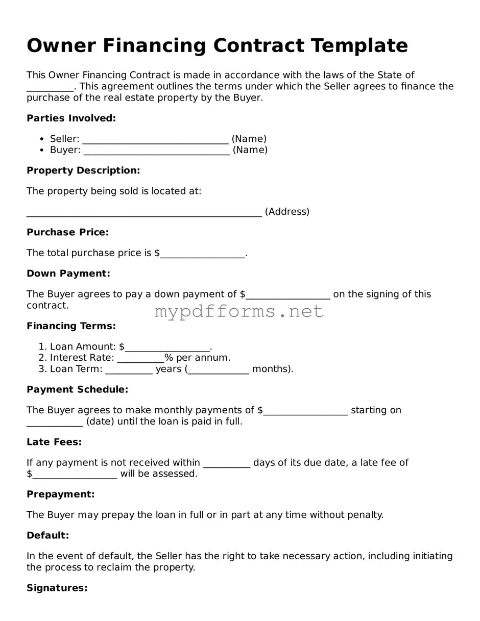 Owner Financing Contract Template
