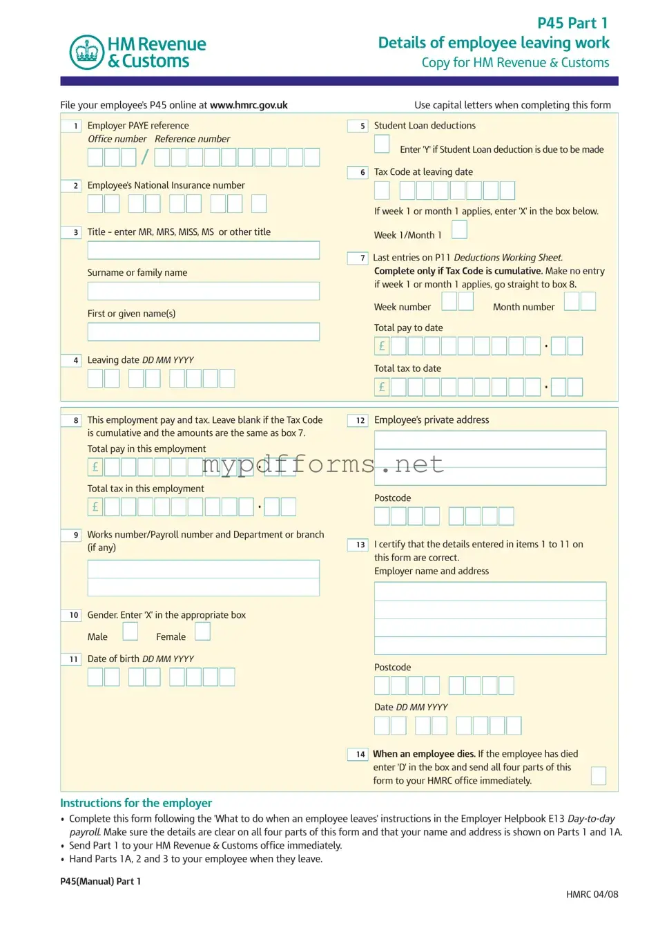 Get P 45 It Form in PDF