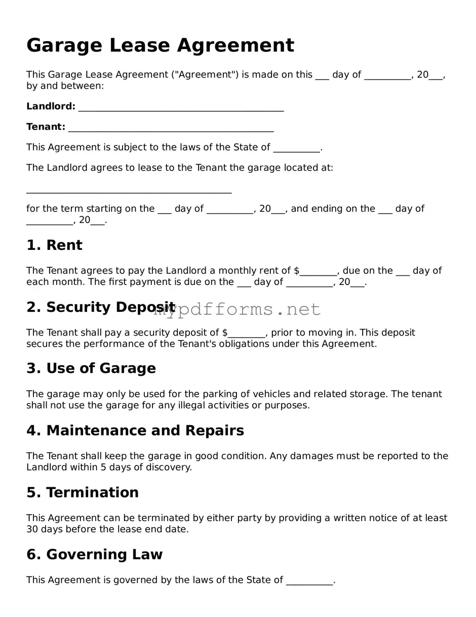 Garage Lease Agreement Template