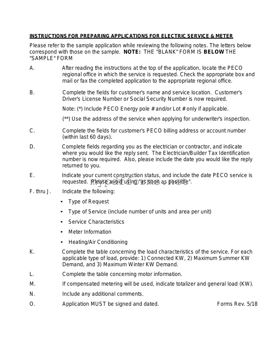 Get Peco Service And Meter Application Form in PDF