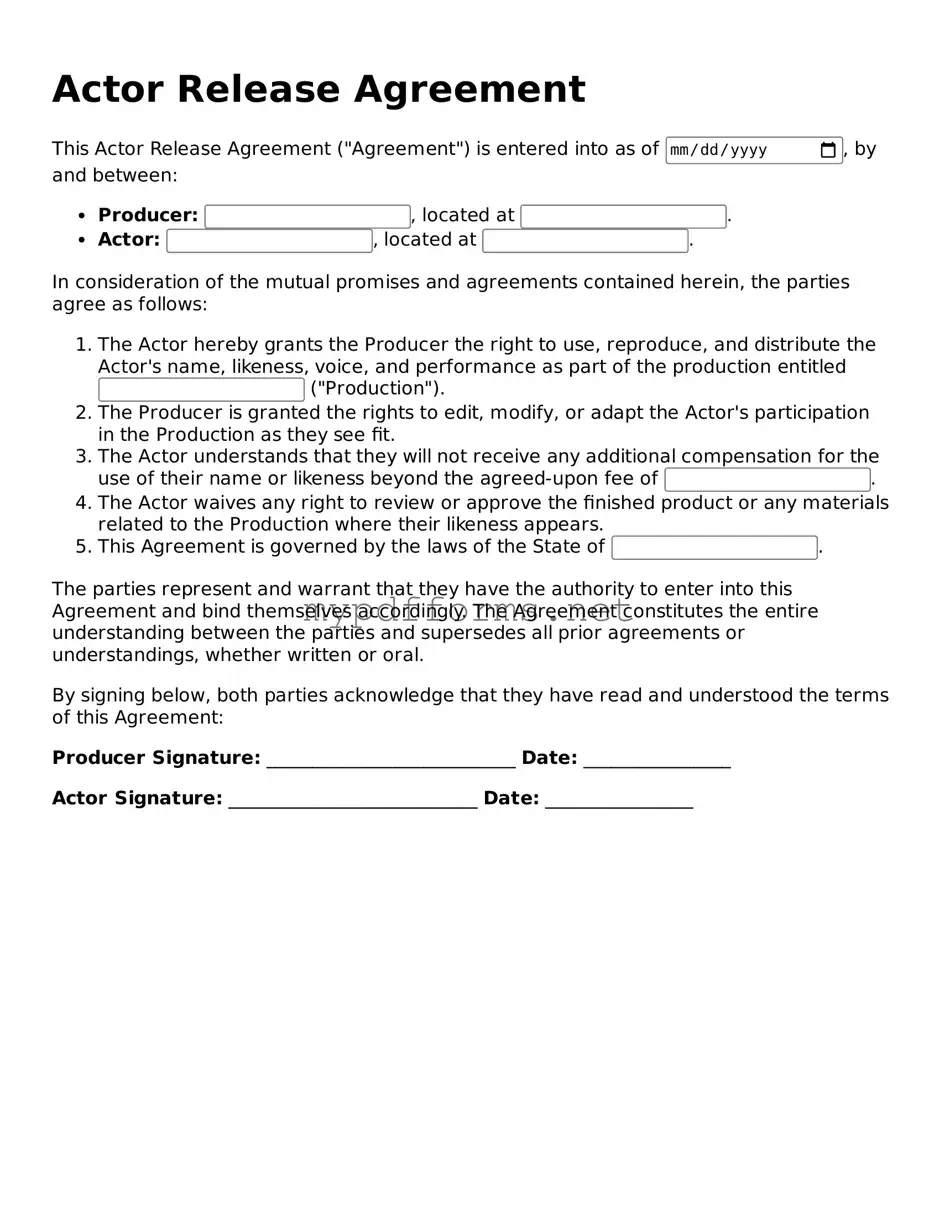 Actor Release Template