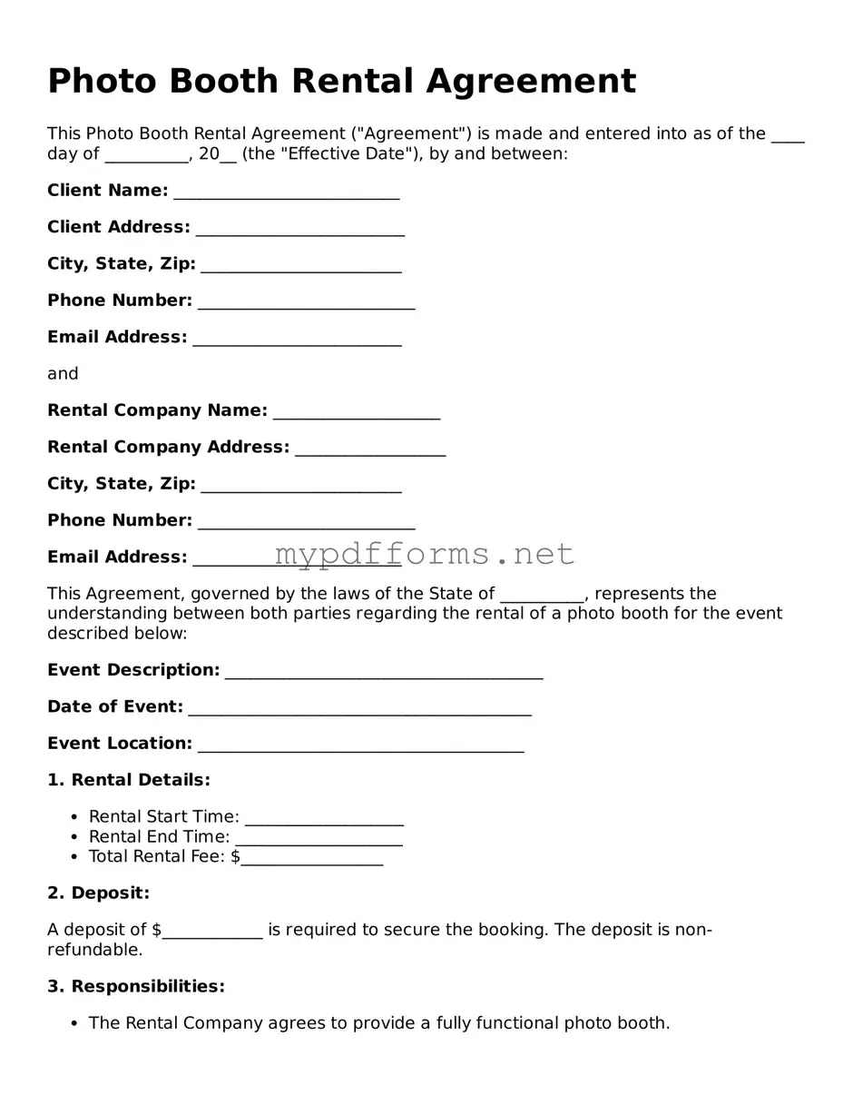 Photo Booth Rental Agreement Template