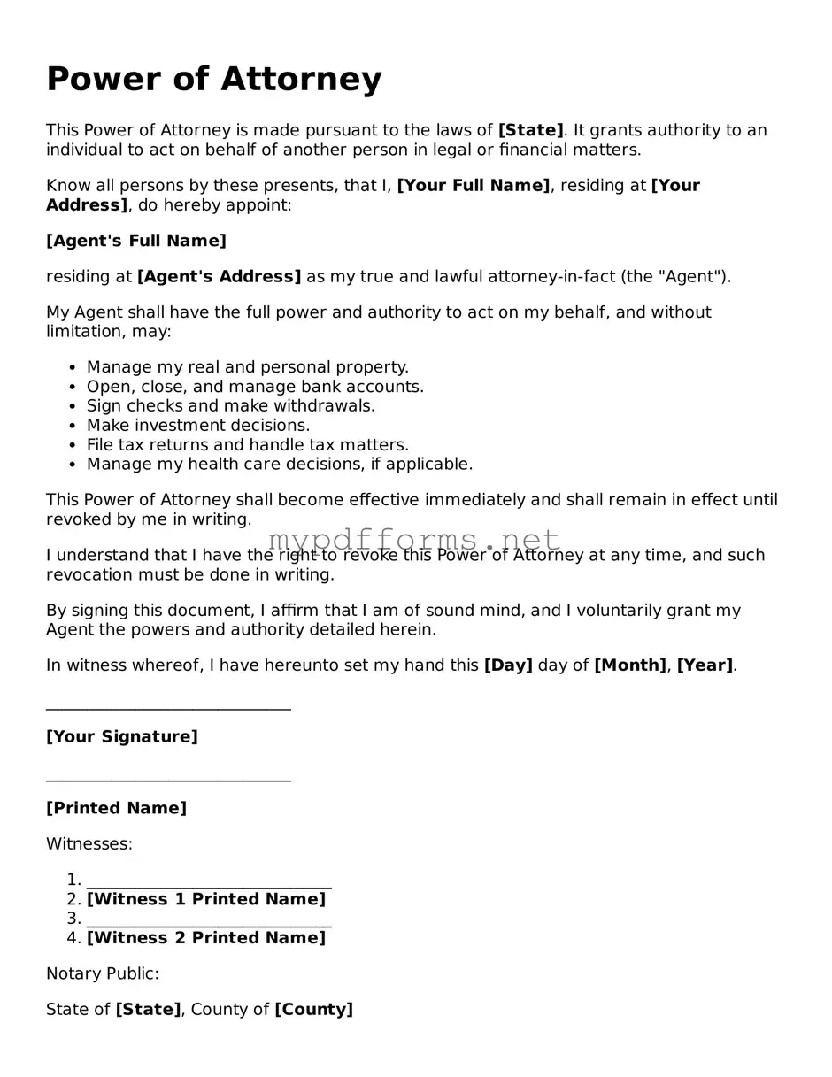 Power of Attorney Template
