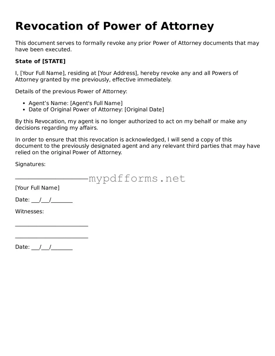 Revocation of Power of Attorney Template