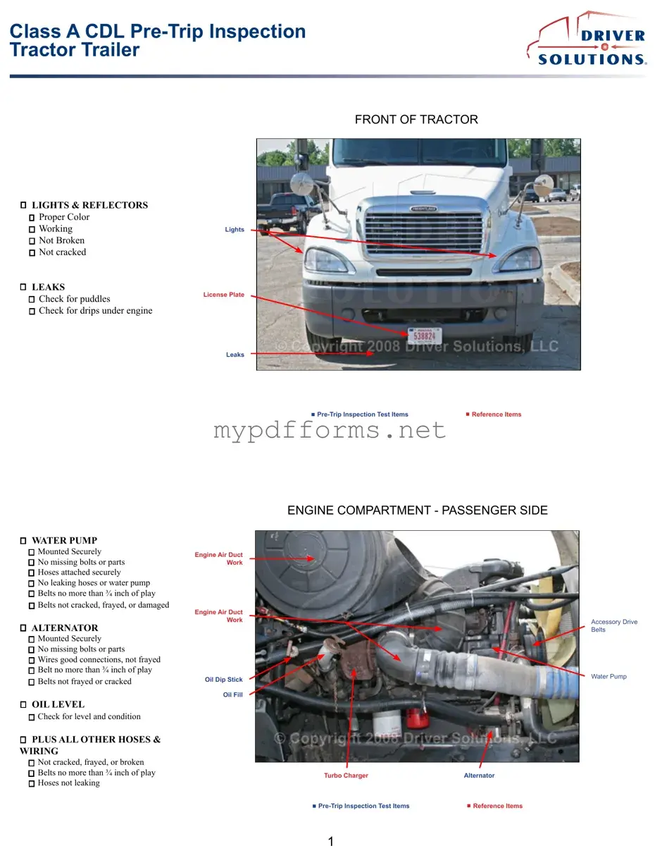 Get Pre Trip Inspection Checklist Form in PDF