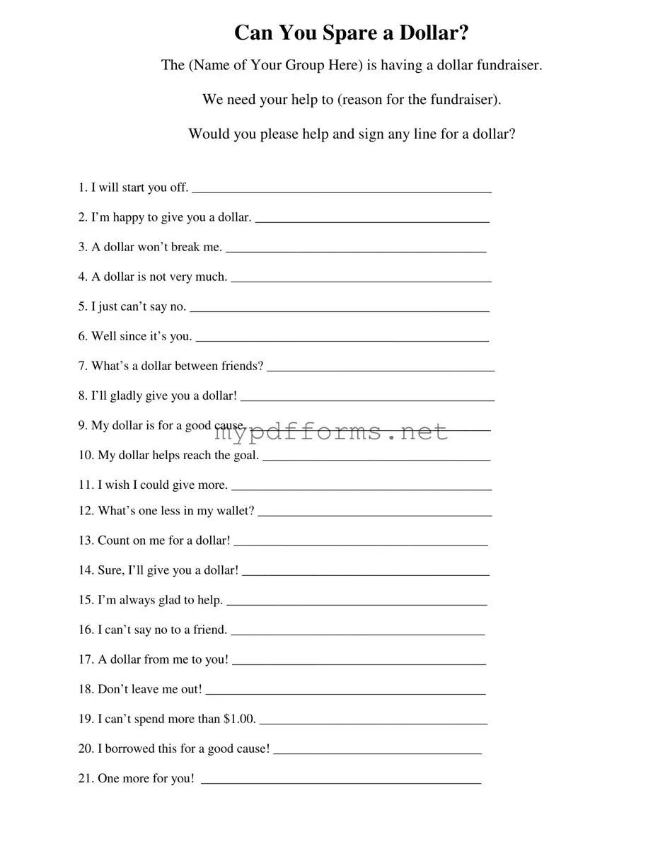 Get Donated A Dollar Form in PDF