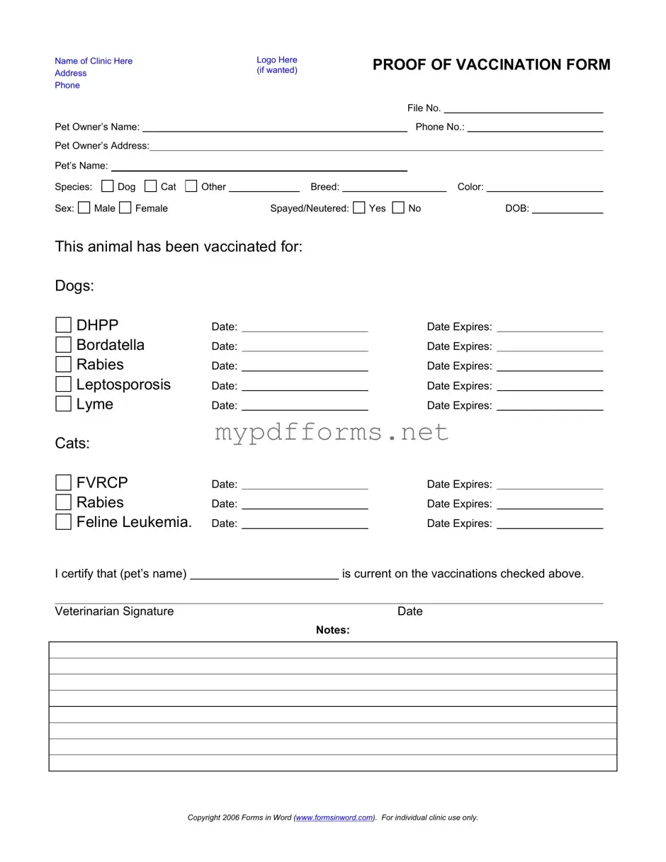 Get Proof Of Vaccination Dog Form in PDF