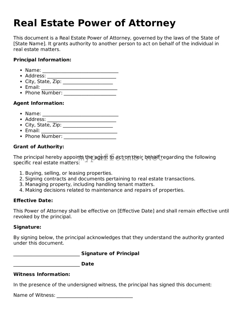 Real Estate Power of Attorney Template